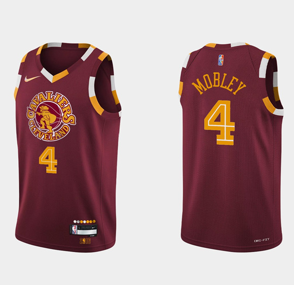 Men's Cleveland Cavaliers #4 Evan Mobley Wine Red 2021/2022 75th Anniversary City Edition Swingman Stitched Jersey